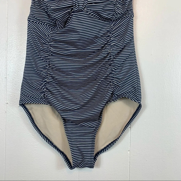 Merona Striped Nautical Coastal One Piece Swimsuit Convertible Blue White - Picture 2 of 7